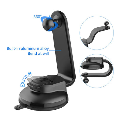 Dual Car Phone Holder – Bendable Memory Neck, 360° Rotatable Adjustable Dash Mount for Cell Phones