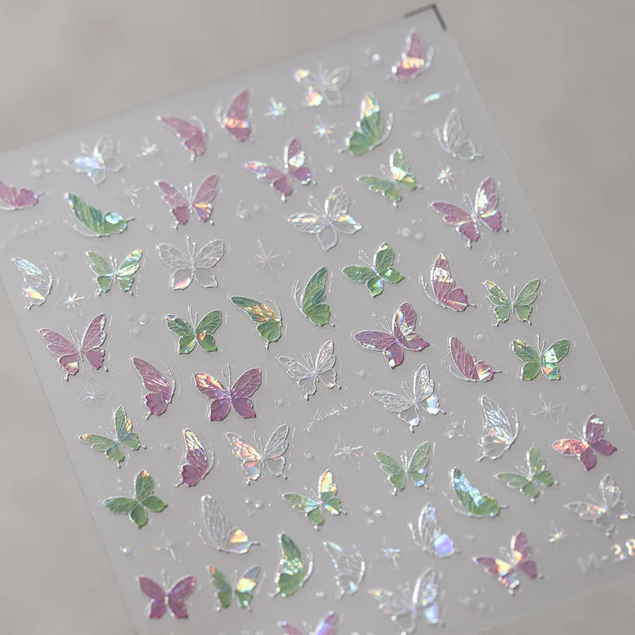 5D Glitter Butterfly Nail Sticker – Kawaii Aurora Nail Art Decal for DIY Manicure & Nail Decorations
