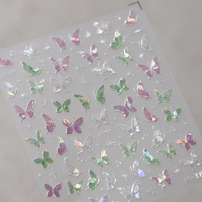 5D Glitter Butterfly Nail Sticker – Kawaii Aurora Nail Art Decal for DIY Manicure & Nail Decorations