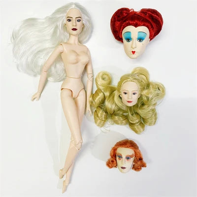 Original Rare Doll Heads – Colorful Soft Hair Alice, Red Queen & King Doll Parts Accessories
