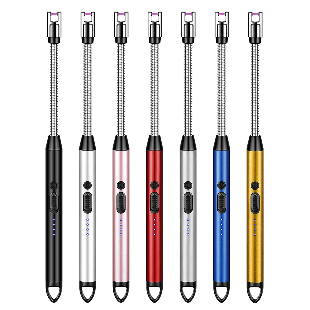 360° Type-C Rechargeable Windproof Plasma Lighter – Curved Flameless USB Arc Ignition Tool for BBQ, Kitchen, Candle & Gas Stove Use