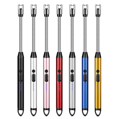 360° Type-C Rechargeable Windproof Plasma Lighter – Curved Flameless USB Arc Ignition Tool for BBQ, Kitchen, Candle & Gas Stove Use