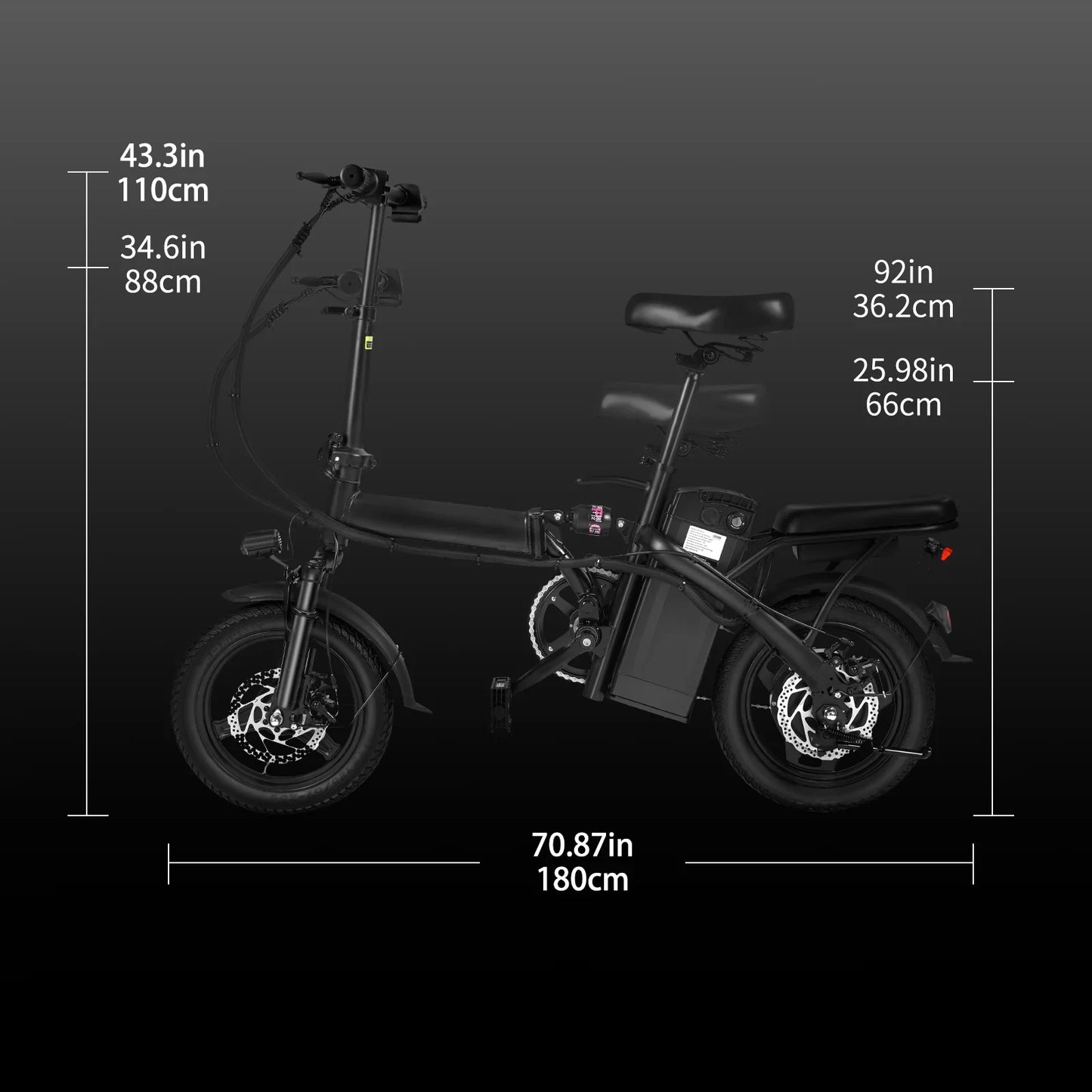 400W Foldable Electric Bike for Adults — 14" Wheels, Dual Disc Brakes, Seat & Basket, 48V 10.4Ah, 22-Mile Range, 20MPH E-Bike