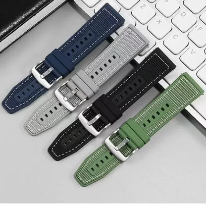 22mm Silicone & Nylon Composite Watch Band for NORTH EDGE APACHE-46 Smartwatch – Sport Replacement Bracelet Strap Correa
