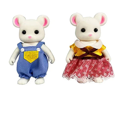 Simulation Forest Rabbit Family Playset – Mini DIY Rabbit & Bear Figure Toys for Kids Gifts