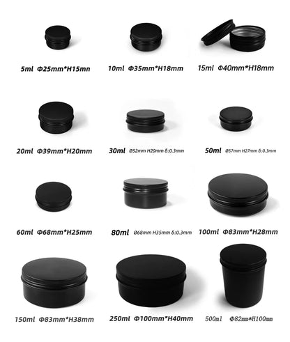50PCS Aluminum Tin Jars – 5g to 100g Metal Containers for Cosmetic Creams, Lip Balm & Face Care