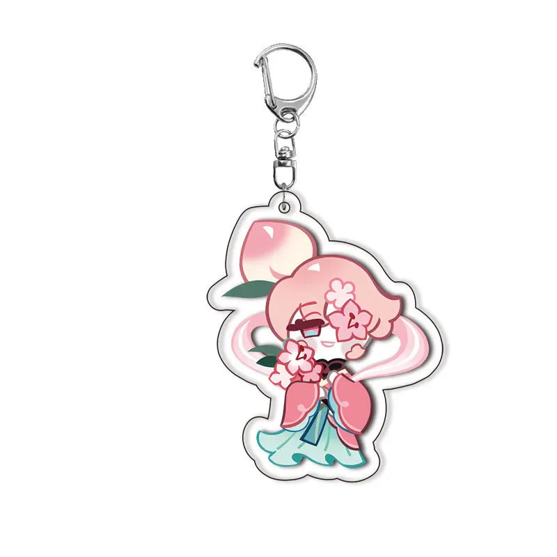 Cookie Run Kingdoms Camellia Cookie Acrylic Keychain – Candy Milk Shadow & Pure Vanilla Bag Accessory Gift