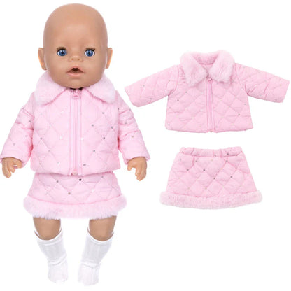 18-Inch Girl Doll Clothes – Pink Coat & Office Dress Outfit, Baby Girl Doll Gift Toy