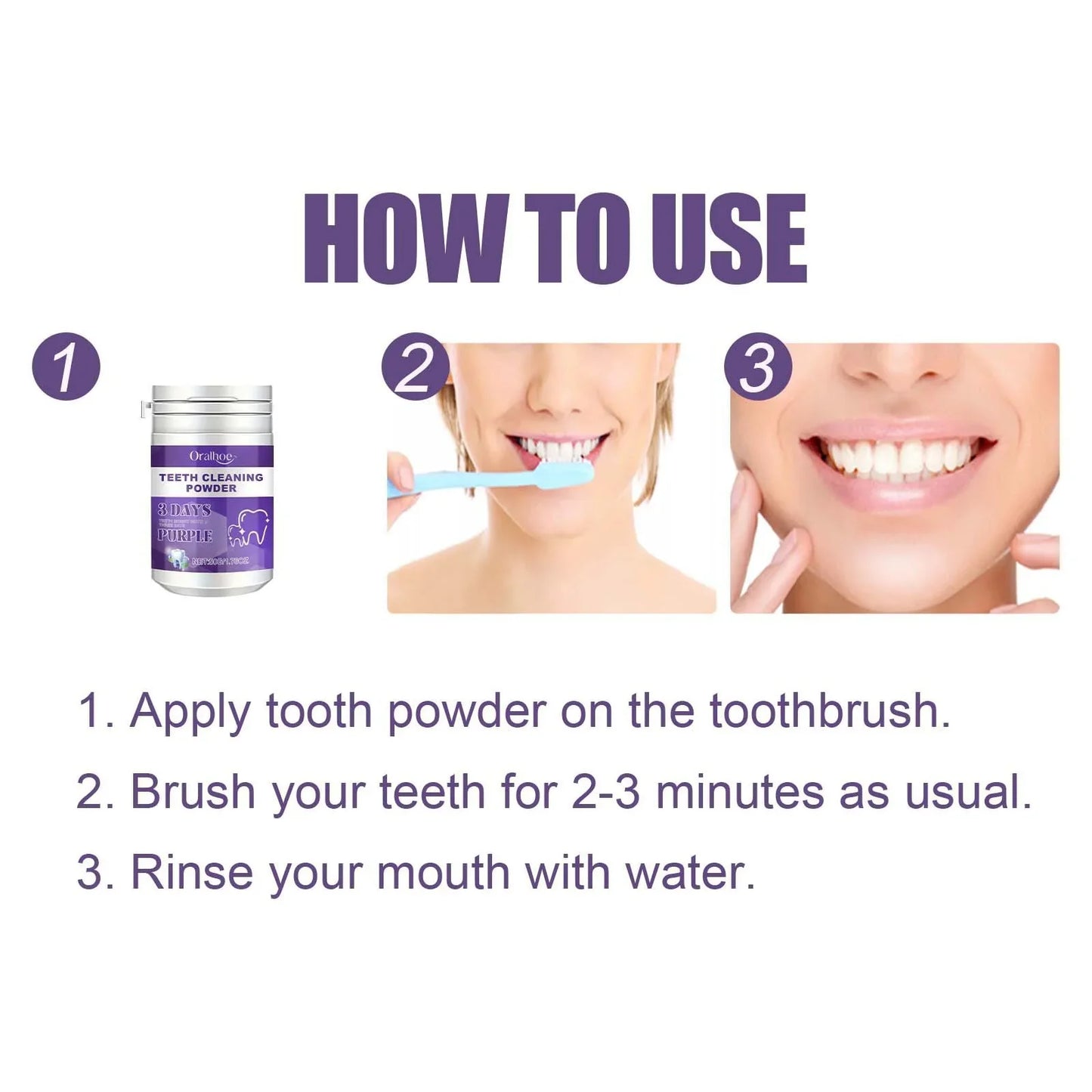 Purple Teeth Whitening Toothpaste – Deep Cleaning, Plaque & Stain Removal, Freshens Breath in 5 Days
