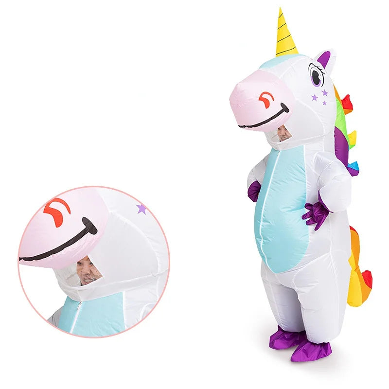 Pink Inflatable Unicorn Costume – Full-Body Anime Cosplay with Blower for Adults, Funny Party & Halloween