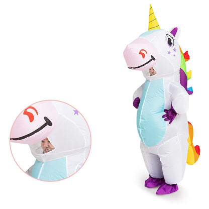 Pink Inflatable Unicorn Costume – Full-Body Anime Cosplay with Blower for Adults, Funny Party & Halloween