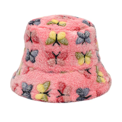 Women’s Winter Bucket Hat – Fashion Leopard Panama, Warm Vintage Faux Fur Fisherman Cap