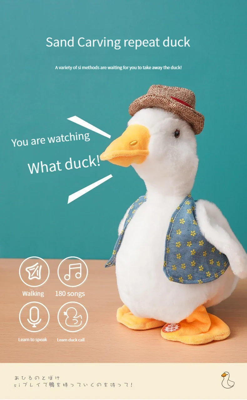 Talking Repeat Duck Plush Toy for Kids – Musical Educational Stuffed Animal Gift for Children