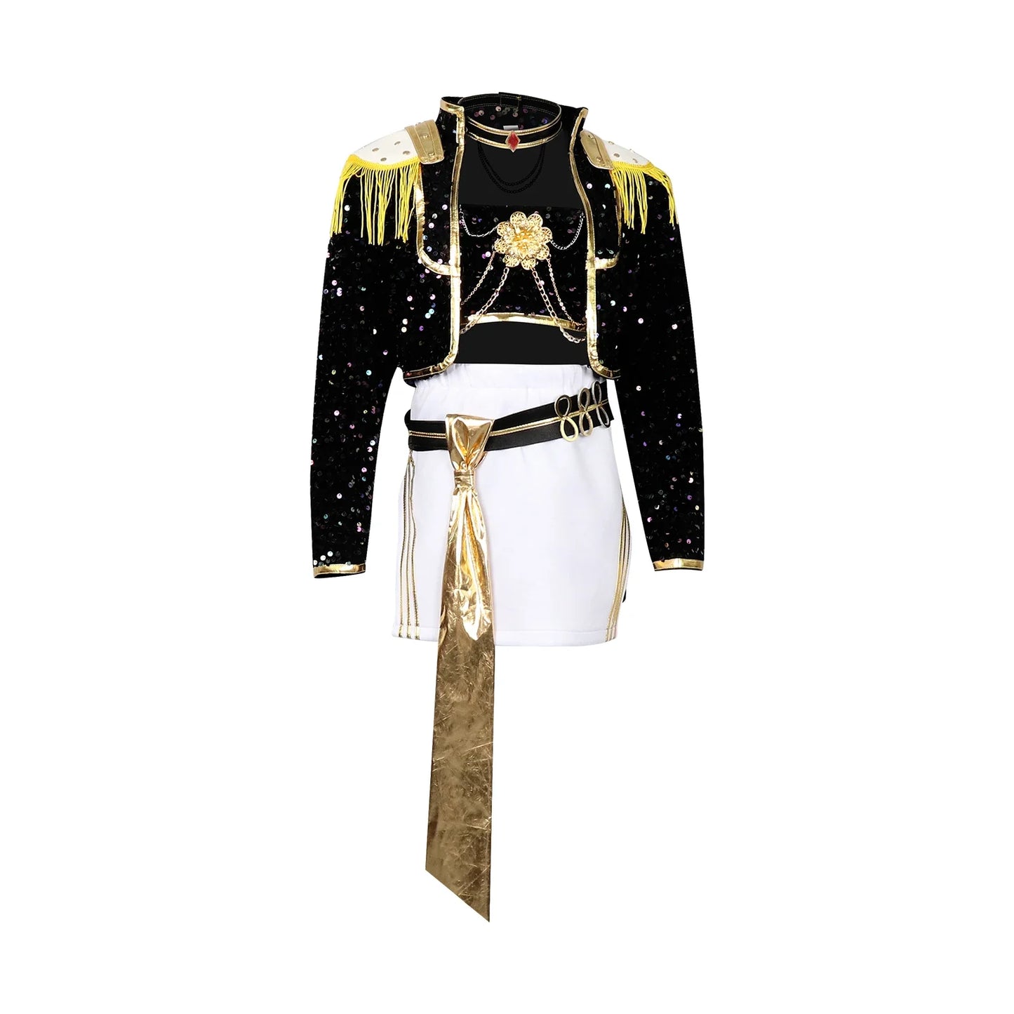 Kids Cosplay Costume – Black & Gold Idol Role-Playing Outfit for Girls