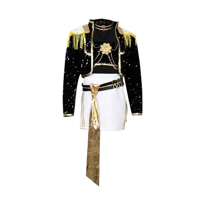 Kids Cosplay Costume – Black & Gold Idol Role-Playing Outfit for Girls