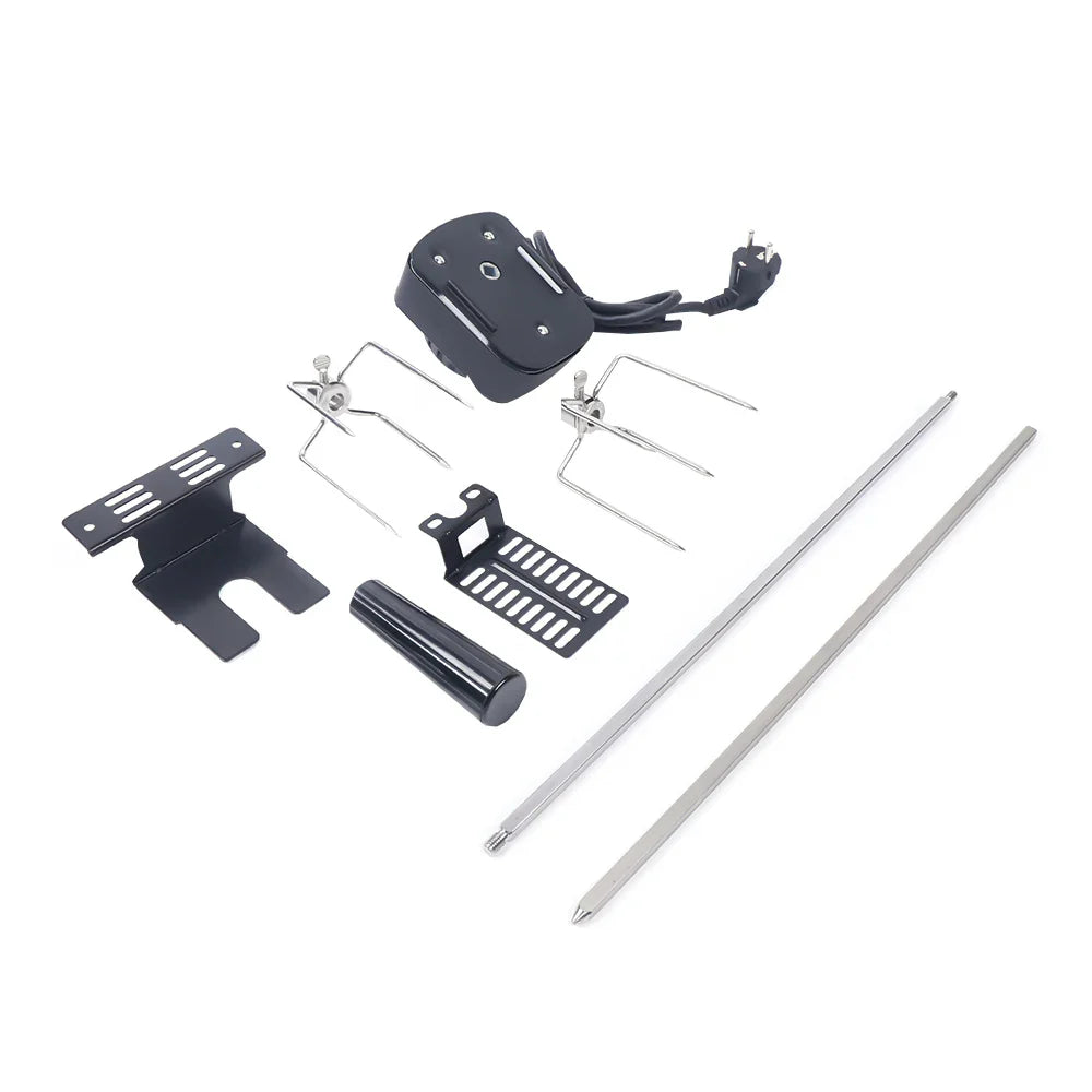 Electric BBQ Grill Spit Roaster – Outdoor Rotisserie Kit with 120cm Long Cable for Barbecue Grilling