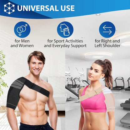 Adjustable Shoulder Brace Support Sleeve – Rotator Cuff Compression & Stability Strap for Left or Right Shoulder (Men & Women)