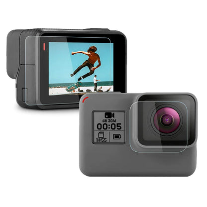 GoPro Hero 7/6/5 Silicone Case — Black with Tempered Glass Screen Protector, Lens Cap & Protective Film Accessories