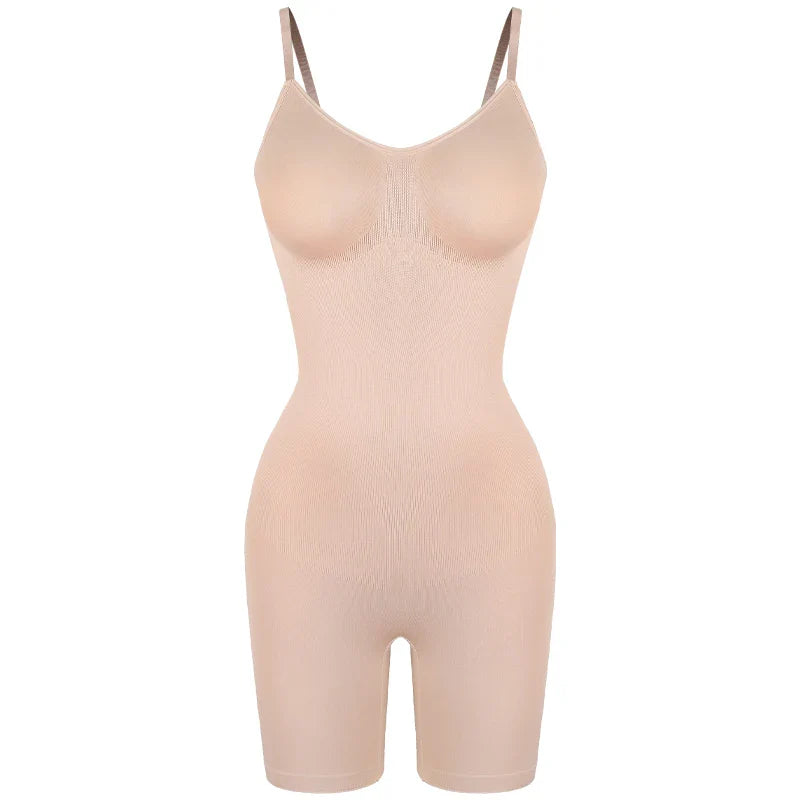 Women’s Bodysuit Shapewear Tank Top — Tummy Control Full Body Shaper with Anti-Chafing Shorts, Waist Trainer & Butt Lifter