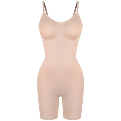 Women’s Bodysuit Shapewear Tank Top — Tummy Control Full Body Shaper with Anti-Chafing Shorts, Waist Trainer & Butt Lifter