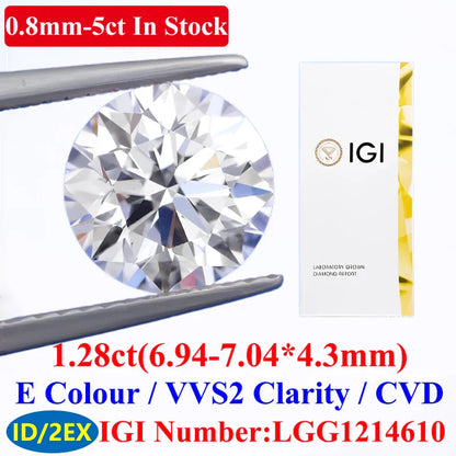 0.1–5CT Super White Lab-Grown Diamond Loose — IGI/GIA Certified, HPHT & CVD, DEFG VVS-SI, Diamond Tester Approved for Wedding Jewelry