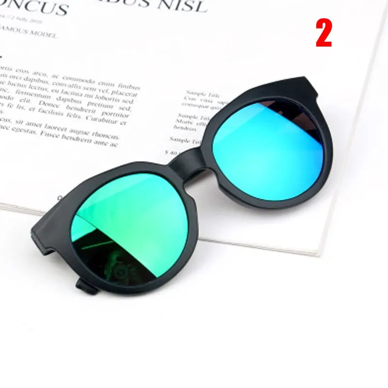 Kids Retro Round Sunglasses – Colorful Reflective UV400 Eyewear for Boys & Girls