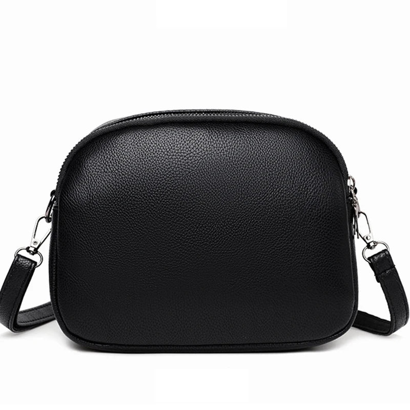 Women's Rivet Zipper Crossbody Bag – Solid Color Soft Leather Mobile Phone Shoulder Purse