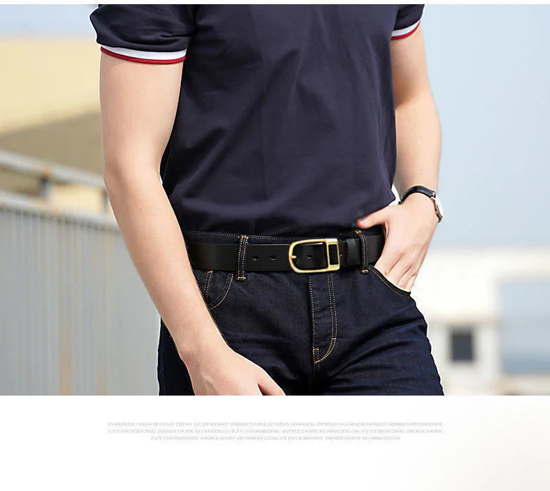 Genuine Leather Men's Belt – High-Quality Buckle, Cowskin Casual & Business Waistband, Fashion Designer 2022 New
