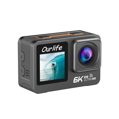 6K 4K60FPS Action Camera – 50MP Dual Screen, 2.0" Touch LCD, EIS, WiFi, 170° Lens, 30M Waterproof, 5X Zoom with Remote