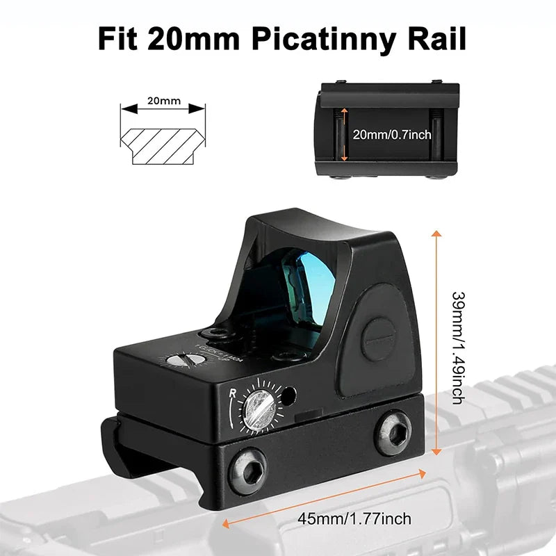 Mini RMR Red Dot Sight – Collimator Rifle Reflex Scope, Fits 20mm Weaver Rail, for Airsoft and Hunting Rifle