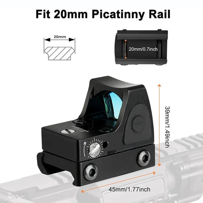 Mini RMR Red Dot Sight – Collimator Rifle Reflex Scope, Fits 20mm Weaver Rail, for Airsoft and Hunting Rifle