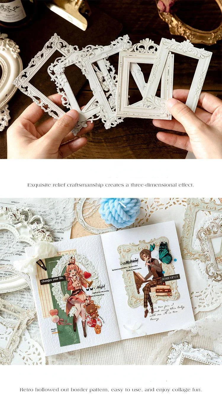 Mr.Paper 10 Sheets Hollow Relief Design Cardstock - European Architectural Modeling, Retro DIY Creative Materials