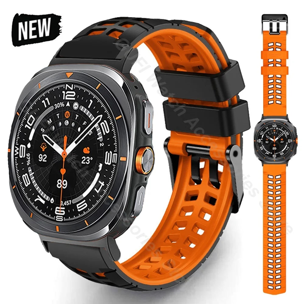 Silicone Sport Band for Samsung Galaxy Watch Ultra 47mm — No-Gap Quick Fit Curved Strap (2025 Ultra Model)