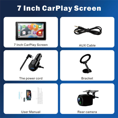 Pionrat 7" Portable CarPlay Screen - Wireless Android Auto Touchscreen with Bluetooth & Navigation