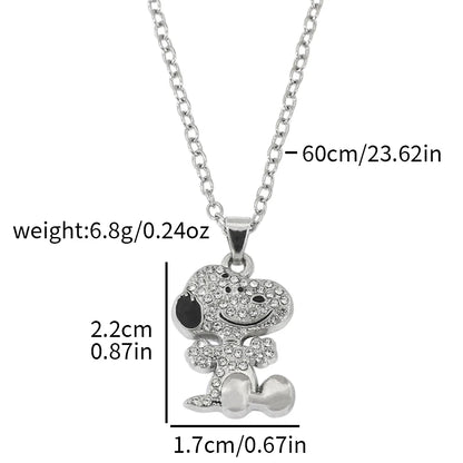 Snoopy Zircon Necklace - Cute Cartoon Dog Pendant Couple Jewelry for Valentine's Day Gifts
