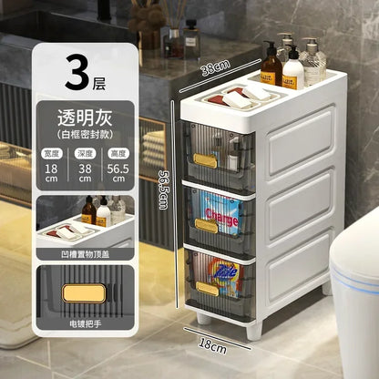 Transparent Bathroom Storage Cabinet – Luxury Visible Light Floor-Mounted Dustproof Narrow Organizer