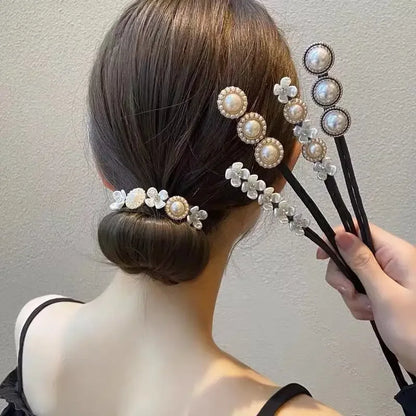 Elegant Pearl Flower Bun Maker - Korean Lazy Hair Curlers Styling Accessories, Hairpin Hair Braiding Braider Hairgrip Styling Tools