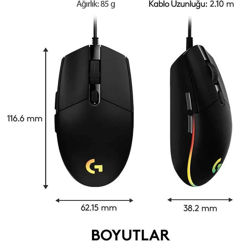 Logitech G102 Wired Gaming Mouse – 8000 DPI RGB Optical Sensor for PC, Mac & Laptop
