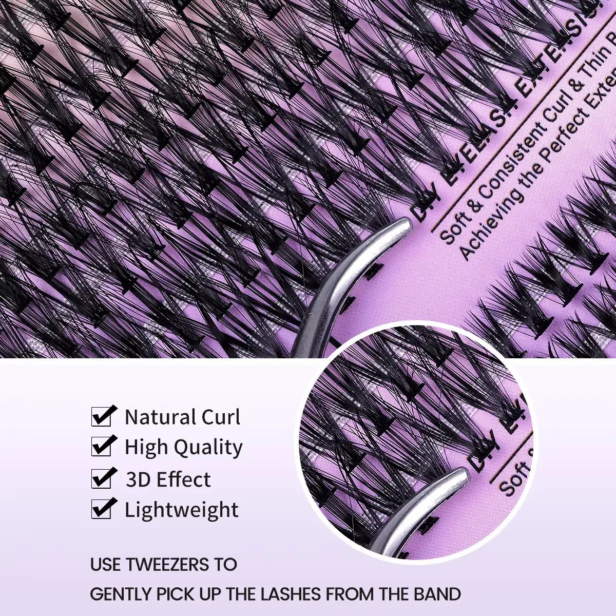 MJ DIY Lash Extensions Kit – 640pcs Wispy Lash Clusters 80D/100D, Mix 9-18mm Individual Cluster Eyelash Extensions