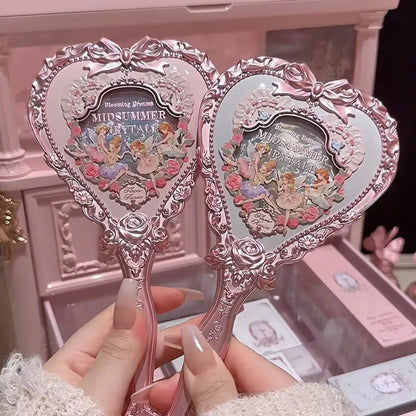 Flower Knows Angel Series Handheld Mirror – White, Black & Pink Compact Mirror