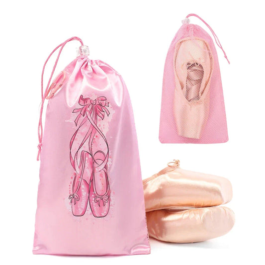 Portable Mesh Dance Bag – Breathable Drawstring Shoe Pouch for Ballet & Dance Storage Organizer