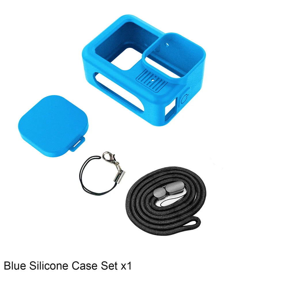 Silicone Case for GoPro Hero 13 Black – Tempered Glass Screen Protector, Protective Film, Flip Battery Cover & Lens Cap
