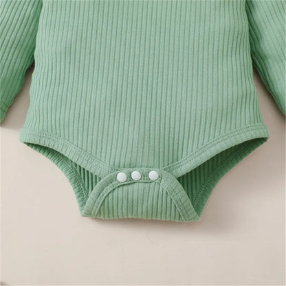 3-Piece Baby Girl Clothes Set – Long Sleeve Romper, Flower Pants & Headband, Spring & Autumn Outfit for 0-18 Months
