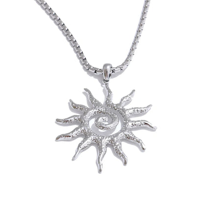 Stainless Steel Sun Drop Necklace & Hoop Earrings Set – Tarnish-Resistant Charm Jewelry for Women Gift