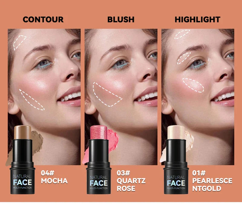 Face Pearl Stone Highlighter Stick – Long-Lasting Contour & Brightening Cheek Illuminator Makeup
