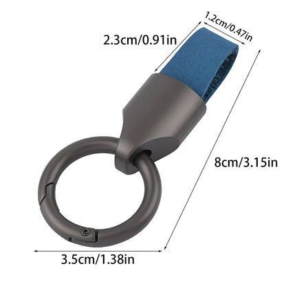 Cowhide Leather Keychains: Stylish Waist Belt Buckle Carabiner Car Pendant for Women & Men - Unique Bag Gift Accessory