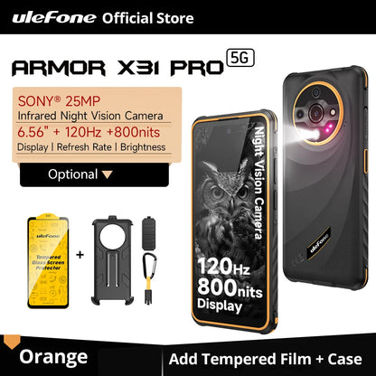 【World Premiere】Ulefone Armor X31 Pro 5G Rugged Smartphone – Android 14, 6.56” Display, 16GB+256GB, 64MP Night Camera, 6050mAh, NFC