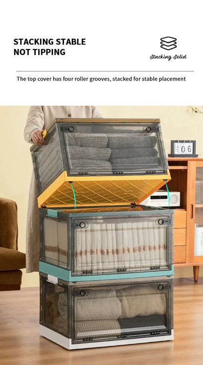 Foldable Transparent Storage Trunk — Large Capacity Plastic Organizer Box for Home, Wardrobe, and Clothes Storage