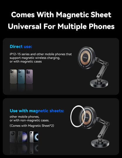 Essager Magnetic Wireless Car Charger – 15W Fast Charging Phone Holder Mount for MagSafe iPhone 15/14/13 Pro Max