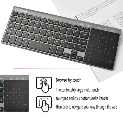 Slim 2.4G Wireless Keyboard with Touchpad — USB Numeric Keypad for Android, Windows, Desktop, Laptop & TV Box